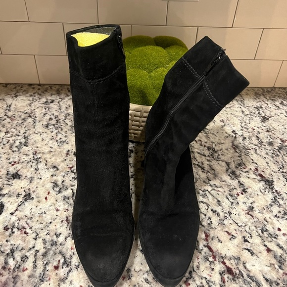 Stuart Weitzman black suede wedge booties, size 8 - Picture 3 of 8